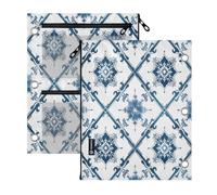 miaozhen 3 Ringing Pencil pouching for Binder 2 Pack Blue White Traditional