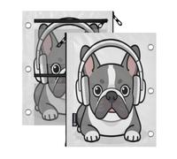 miaozhen 3 Ringing Pencil pouching for Binder 2 Pack Cute French Dog Head