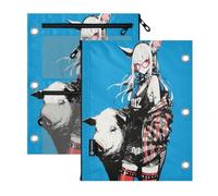 miaozhen 3 Ringing Zipper Binder 2 PCS Glory Blue Pig Anime 11''x8.9''