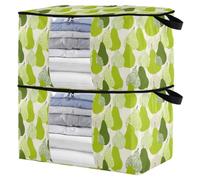 miaozhen 60L 2Pack Under Bed Shoe Storage Organizer with Reinforced Handles Cartoon Green Pear Fruit clear window Organization And Storage Bedroom Closet