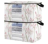 miaozhen 60L 2Pack Under Bed Shoe Storage Organizer with Reinforced Handles Guernsey Nerine Sarniensis Beauty Flowers clear window Organization And Storage Bedroom Closet