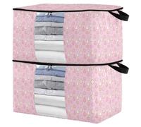 miaozhen 60L 2Pack Under Bed Shoe Storage Organizer with Reinforced Handles Pink Christmas Cookie Festive Winter Holiday clear window Organization And Storage Bedroom Closet