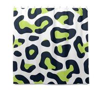 miaozhen 72x72 Inch Water Resistant Cloth Curtains Bathroom with Hook Leopard Print Lime Green and Navy Blue Polyester Cloth Washable Shower Curtain Liners for Hotel Bath cortinas para ba?o