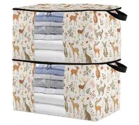 miaozhen 95L 2Pack Under Bed Shoe Storage Organizer with Reinforced Handles Cute Jungle Animals Deer Kangarootaupe Design clear window Organization And Storage Bedroom Closet