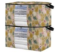 miaozhen 95L 2Pack Under Bed Shoe Storage Organizer with Reinforced Handles Jungle Willow Leaves clear window Organization And Storage Bedroom Closet