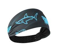 miaozhen Animal Shark Wave Pattern Blue Non-Slip? sports headbands for women Stretchy head for Athletic Sports hiking Yoga Football bandas para el sudor