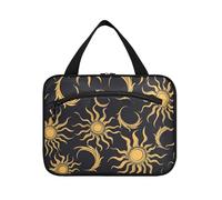 miaozhen Art Sun Moon Gold Black hanging item travel bag with hook, designer compact for cruise travel bolso viajero para mujer L, art sun moon gold black, Modern