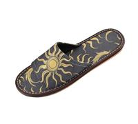 miaozhen Art Sun Moon Gold Black Womens Fashion Slippers Indoor and Outdoor Summer Cozy custom-made Dorm Home Slides for Travel Airplane Hotel pantuflas para hombres