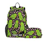 miaozhen Backpack And Lunch Box For Boys Parrot Mom Cool Pet Bird Lover Boys School Bags age 8-10 years old