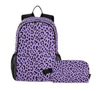 miaozhen Backpack For Girls Cat Graffiti Purple Leopard Cheetah Print 18L/Boys School Backpack With Lunch Box,9-10 years,mochilas y loncheras escolares para ni?as
