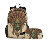 miaozhen Backpack For School And Lunch Bag Cat Graffiti Mysterious Maya Mask Vintage 18L/Backpack With Lunchbox For Boys,10-12,loncheras para adolescentes