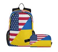 miaozhen Backpack For School With Lunch Bag Cat Graffiti Flag United States Ukraine 18L/Backpack And Lunch Box For Boys,7-10,loncheras para adolescentes