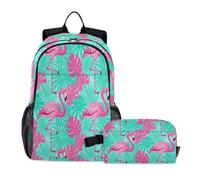 miaozhen Backpack For School With Lunch Bag Cat Graffiti Pink Flamingo Tropical Blue monsters Leaves 18L/School Bag Boy,7-10,mochilas y loncheras escolares para ni?as