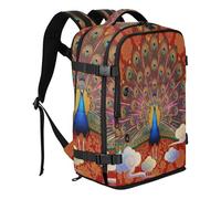miaozhen Backpack Laptop Bag Travel Essentials For Men Work 20L | Water Resistant Lightweight Bag Luxury Gold Foil Peacock Red 15.6 Inch Laptop Bag for school mochila de viaje para mujer