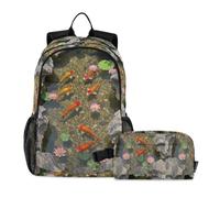 miaozhen Backpack With Lunch Bag Cat Graffiti 3d Crack Stone Ground Color kois 18L/Boy School Backpack With Lunch Box,7-10,loncheras para adolescentes