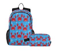 miaozhen Backpack With Lunch Bag Cat Graffiti Cute Red Crab Water Bubbles Ocean Blue 18L/Bookbag With Lunchbox For Girls,7-10,mochila para ni?os