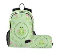 miaozhen Bags For School Boys Cat Graffiti Pastel Frog Mushroom Pale Sage Green 18L/Backpack For Boys With Lunch Box,age 8-10 years old,mochila y lonchera para ni?as