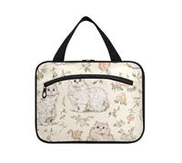 miaozhen Beauty Selkirk Rex Cats Beige hanging bag for makeup with hook, designer waterproof for travel essentials estuche de maquillaje para mujer L, beauty Selkirk Rex cats Beige, Modern