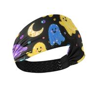 miaozhen before Christmas Colorful Ghosts Moisture Wicking extra wide headbands for women Stretchy sweat band for Yoga Cycling Athletic Sports make up banda para el cabello