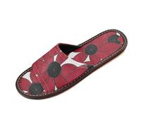 miaozhen Black-eyed Susan Simple Line Art Valentinesnes Red Women Men's Shower Slippers Indoor Outdoor Portable Soft customization Rubber Sole Home Shoes for Travel, Hotel, Party, Guests zapatos