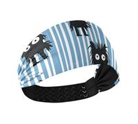 miaozhen Black Monster Blue and White Striped Non-Slip? headbands for women trendy Stretchy hairband for Cycling Football Cycling Volleyball bandas para la cabeza