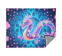 miaozhen Blanket For Living Room Paisley Animal Dragon Blue Pink Girl Throw Blanket 50x70