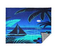 miaozhen Blanket Throw For Women Night Sea Shore Tree Boar Blue Couch Blanket 50'' x 70''