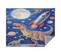 miaozhen Blanket Throws For Couch Cartoon Colorful Dinosaur ROCKETS Couch Throws 50'' x 70''