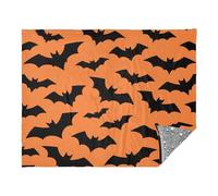 miaozhen Blanket Throws For Couch Halloween Bat Black and Orange Blankets For Teen Girls 50'' x 70''