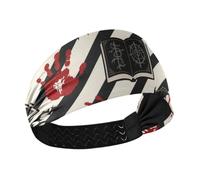miaozhen Bloody Halloween Spooky Red Devil's Eye Handprint Non-Slip? running headband for women Stretchy sweat for tennis Yoga Cycling Workouts cinta para el cabello