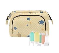 miaozhen Blue-yellow Star Makeup Cosmetic Bag Essentials Women's Coin Purse Wallet for Toiletry Travel Kit Organizer monedero chico para monedas, Blue-yellow star, Modern