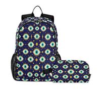 miaozhen Book Bag For Boys Cat Graffiti Evil Eye Amulet Pattern 18L/Boys Backpacks And Lunch Box,age 8-10 years old,caja de almuerzo para ni?os