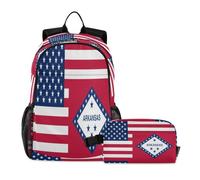 miaozhen Book Bag For Boys Cat Graffiti Flag United States Arkansas 18L/Boys School Backpack With Lunch Box,10-12,mochilas escolares para ni?as con lonchera