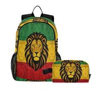 miaozhen Book Bag For Boys Cat Graffiti Rasta Reggae Lion Flag Jamaica Lover 18L/Backpack And Lunch Box For Boys,age 8-10 years old,mochilas y loncheras escolares para ni?as