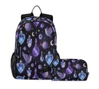 miaozhen Book Bags For Boys With Lunch Bag Cat Graffiti Pastel Goth Witch Creepy Cute 18L/Bookbag For Teen Girls With Lunchbox,age 8-10 years old,mochila y lonchera para ni?as