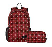 miaozhen Book Bags For Boys With Lunch Bag Red Black Buffalo Plaid Snowflake 18L/Backpack With Lunch Box Boys,age 8-10 years old,set de mochila y lonchera para ni?as