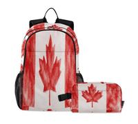 miaozhen Bookbag And Lunchbox Cat Graffiti Oil Painting Flag Canada 18L/Boys Backpacks And Lunch Box,7-10,mochilas para ni?as con lonchera