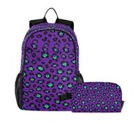 miaozhen Boy Backpack With Lunch Bag Cat Graffiti Purple Blue Leopard Cheetah Print 18L/Backpack And Lunch Box For Boys,10-12,mochila con lonchera para ni?as