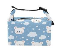 miaozhen Boys Lunch Bag Adjustable Cartoon Cute White Valentine's Day Love Bear Girls Insulated Lunch Boxes for Outdoor Picnic