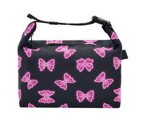 miaozhen Boys Lunch Bag Adjustable Neon Pink Fluorescent Bow Teenagers Large Tote Bag for School Kindergarten