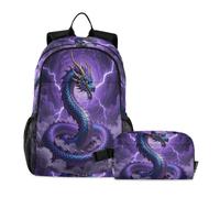 miaozhen Boys School Bags Cat Graffiti Mythical Black Chinese Dragon Lightning Storm 18L/Backpack With Lunchbox For Boys,10-12,mochilas escolares para adolescentes con lonchera