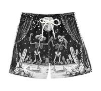 miaozhen Boy's Swimwear Trunks Skull Dancing Black Gothic Swimming Board Shorts Beachwear Teens Quick Dry M