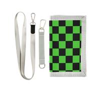 miaozhen Buffalo Plaid Check Black Lime Green billfold wallet for womans Trendy casual billfold wallet with lanyard billetera tarjetero para hombre