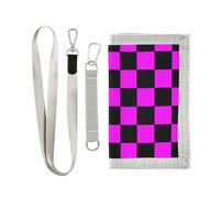 miaozhen Buffalo Plaid Check Black Magenta trifold clip wallet for men for woman pop casual men's wallet with lanyard billeteras para hombre, buffalo plaid check black magenta, One Size