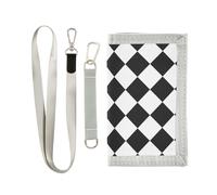 miaozhen Buffalo Plaid White Black trifold fold wallets gifts for young cool sturdy card wallets for men with lanyard cartera para hombre, buffalo plaid white black, One Size