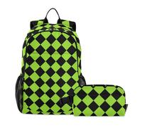 miaozhen Buffalo Plaid Yellow Green Black Backpack For School And Lunch Bag Bags For School Boys Boy School Backpack With Lunch Box age 8-10 years old, Buffalo Plaid Yellow Green Black, One Size,
