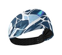 miaozhen Camouflage Ice Cracks Blue Gray Cooling headband Elastic head sweat bands for women for Cycling hiking washing face Running banda para el cabello