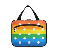 miaozhen Cartoon Dot Rainbow hanging travel toiletry bag with hook, designer chic for essentials for women envase para perfume de L, Cartoon dot rainbow, Modern