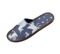 miaozhen Cartoon unicorns Pegasus Navy Blue Bathroom Shower Slippers Indoor Outdoor Portable Soft para personalizados Beach Sandals for Party Travel Guests zapatillas para mujer elegantes