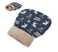 miaozhen Cat Bed Bag for Indoor Cats Hello Winter Deer Blue and Black Pet Mat Pad Sack Cold Weather Self Heating castillo para gatos